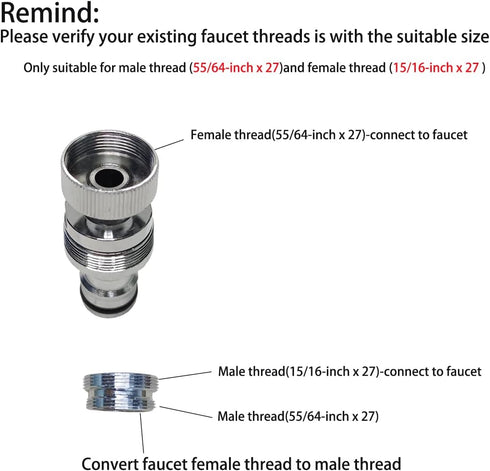 Dishwasher Snap Coupling Adapter - Quick Connection for Shower Hose, Garden Hose, Sink to Hose Adapter