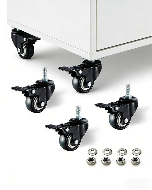 1.5in M8x25 4) Heavy Duty Swivel Caster with Threaded Bar, Nut Spacer, for Shopping Carts, Workbenches and Furniture
