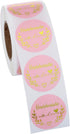 Yoption 1.5 Inch Round Handmade with Love Stickers - Pink for Packaging, 500 Labels per Roll