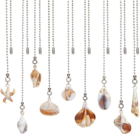 CRASPIRE 9Pcs Sea Shell Ceiling Fan Pull Chain 9 Style Acrylic Summer