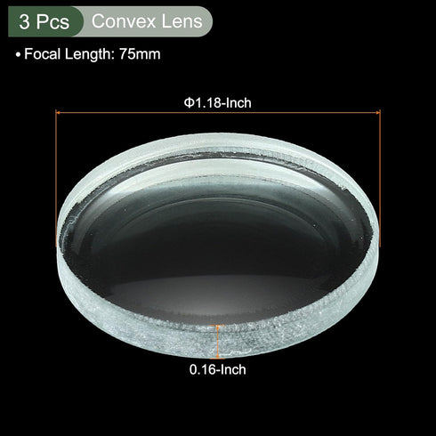YOKIVE 3 Pcs Double Concave Lens, Clear Glass Optical Lenses | Make Telescope, Great for Photography, Optical Instruments Use (Clear, 75mm Focal Length)