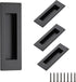 Ravinte 4 Pack Black Flush Pulls, 5.9in Length Sliding Closet Door Handles, Recessed Finger Pulls, Stainless Steel
