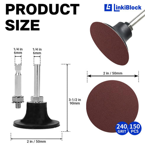 Linkiblock 150Pcs 2 inch Set 240 R-Type Quick Change Aluminum Oxide Surface Conditioning Sanding Discs Grit