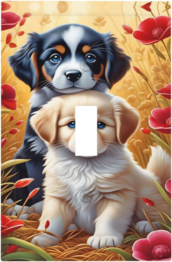 haigof Cute Dog Light Switch Cover Wall Plate 1 Gang Single Plates Print