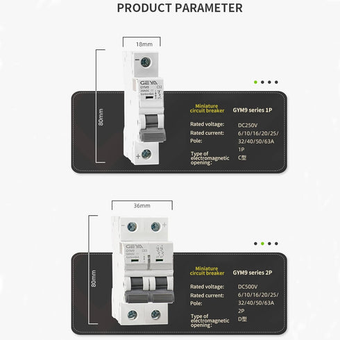 Mini Circuit Breaker DC, Din Rail 6KA DC MCB (1P 40A 250VDC)