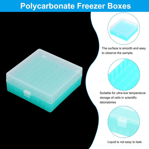 PATIKIL 100 Well Centrifuge Tube Freezer Storage Box, 2 Pcs Polypropylene Lockable Tube Rack