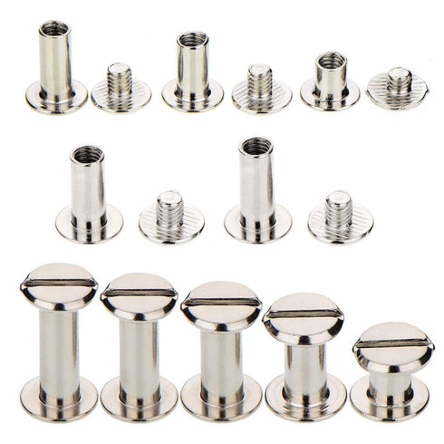Chicago Screws Binding Screw Leather Screw Nail Rivet Button Solid Belt Tack - Silver M5x1/4 to 11/16 Inches