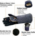14 Inches Leather Forge Welding Gloves, Heat/Fire Resistant Mitts for BBQ, Oven, Grill, Fireplace, Black-gray