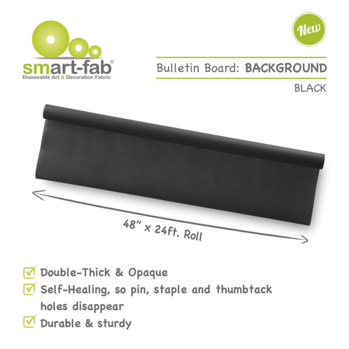 Thicker Opaque Craft Fabric for Bulletin Board Backgrounds - 48" x 24', Black