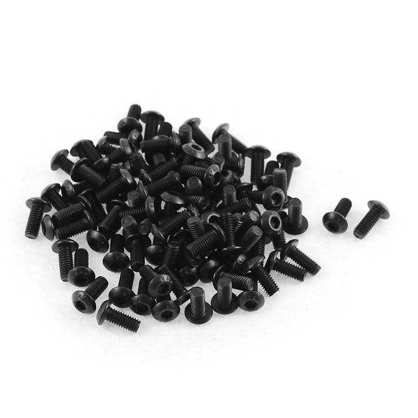 uxcell M3x7mm 10.9 Alloy Steel Button Head Hex Socket Cap Screw Bolt, 100pcs