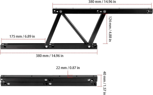 4 Pack 15 Inch 2 Folding Lift up Top Coffee Table Lifting Frame Desk Mechanism, Heavy Duty Lift Top Coffee Table