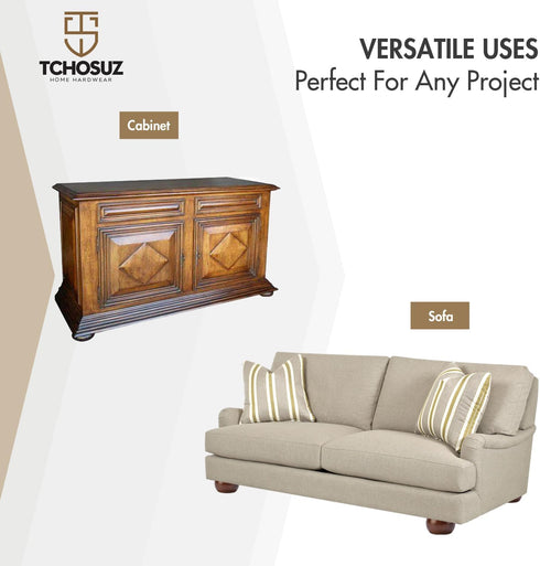 TCHOSUZ 2 inch 5cm Pack 4 M8 / Wooden Furniture Legs, of Walnut Solid Wood Turned DIY Replacement Bun Feet with Hanger
