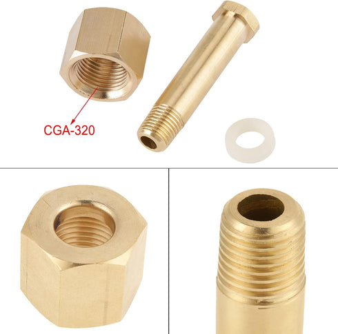 CGA-320 Regulator Nut, Nipple with Washer for Carbon Dioxide Regulator Inlet Bottle Fittings, 1 Set
