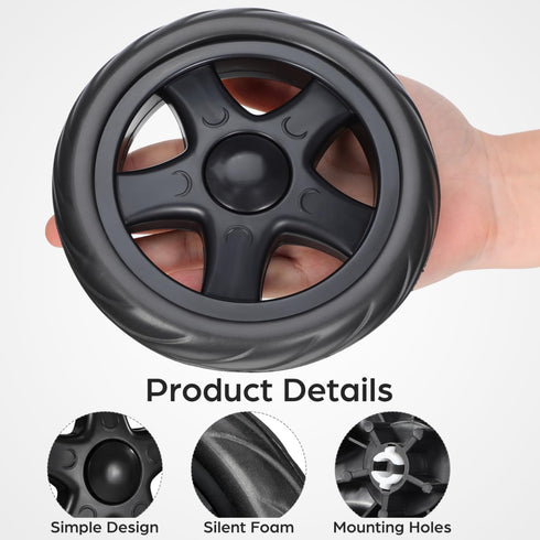 2Pcs 6.10In Unomor Laundry Cart Wheels Replacement Lightweight Rolling Casters for Grocery Trolley and Utility Shopping