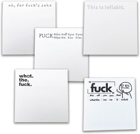 Funny Sticky Note, 3×3 Inches, 5/10-Packs, White Self-Stick Notes for College Student Office Desktop, 50 Sheets/Pack