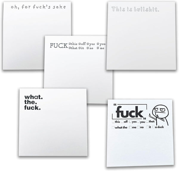 Funny Sticky Note, 3×3 Inches, 5/10-Packs, White Self-Stick Notes for College Student Office Desktop, 50 Sheets/Pack