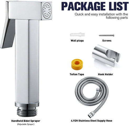 ZLOCYIVHE Set Handheld Bidet Sprayer for Toilet, Chrome Portable Cloth Diaper Sprayer Brass Bathroom Bidet Sprayer Kit