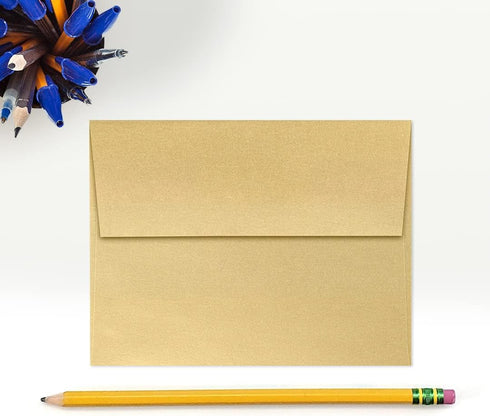 LUXPaper A2 Invitation Envelopes, Peel & Press, 4 3/8" x 5 3/4", Blonde Gold Metallic, 50 Qty