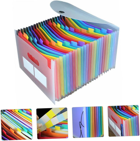 Pockets Expanding File Folder Organizer, Rainbow Multi Letter Size Accordion Document Holder for Home, Office, School
