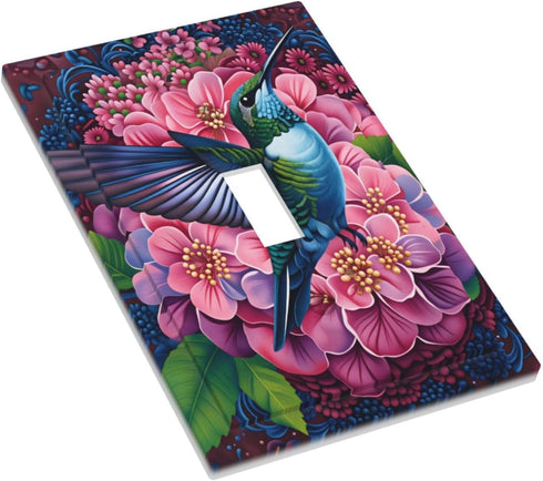 HTSAHKV Hummingbird 3 5 Inch Floral Wall Plate Light Switch Cover Single Gang Outlet Faceplate Print Plate Cover X