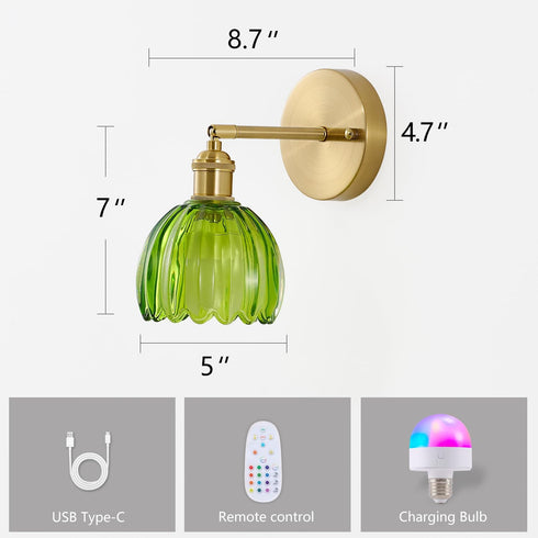 Ruibutrade 180 Vintage Battery Operated Wall Sconces with Remote, Degree Adjustable, Modern Battery Powered Wall
