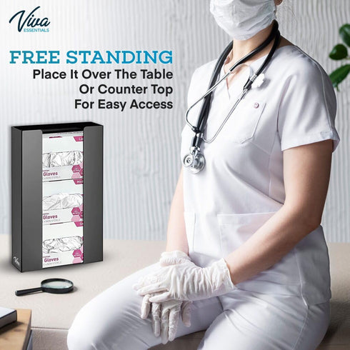 Triple Glove Box Holder - Wall Mount or Free Standing Organizer