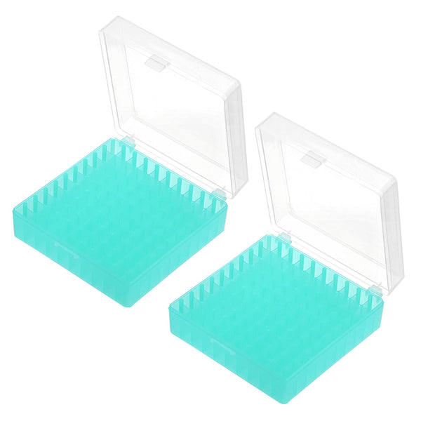 PATIKIL 100 Well Centrifuge Tube Freezer Storage Box, 2 Pcs Polypropylene Lockable Tube Rack