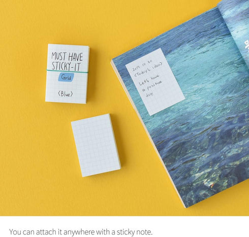 Monolike Must Have Sticky Grid, 4p Set, Self-Adhesive Memo Pad, 80 Sheets for Daily Diary