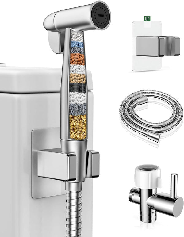 PWERAN Handheld Bidet Sprayer for Toilet with Water Filter, Stainless Jet Spray