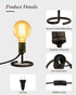 Set 2, E26 Bulb Bulb) Small Table Lamp, Vintage Desk Lamps for Bedrooms of Rustic Bronze Finish Edison Lamp Base Holder