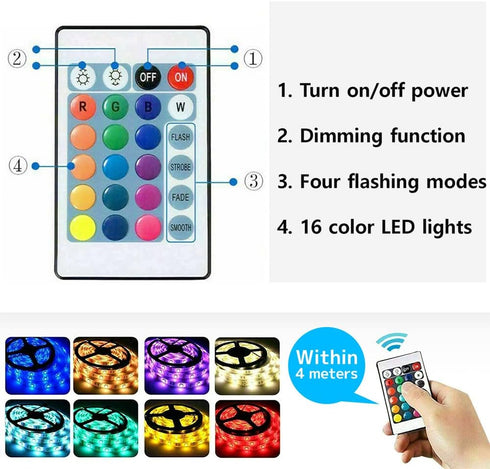 Meruido 5V 24 1m 5050 2835 DC Key IR Remote Controller with USB Inline IR Controller for RGB LED Light Strip