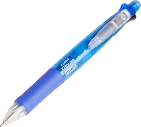 Zebra Clip-On Multifunctional Pen, Clear Blue Barrel (B4SA1-BL)