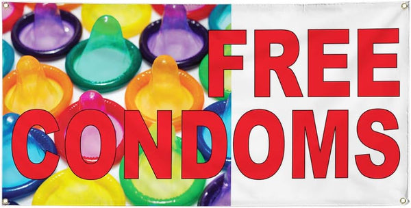 Fastasticdeals Vinyl Banner Multiple Sizes Free Condoms Red Rainbow Health & Medical Outdoor