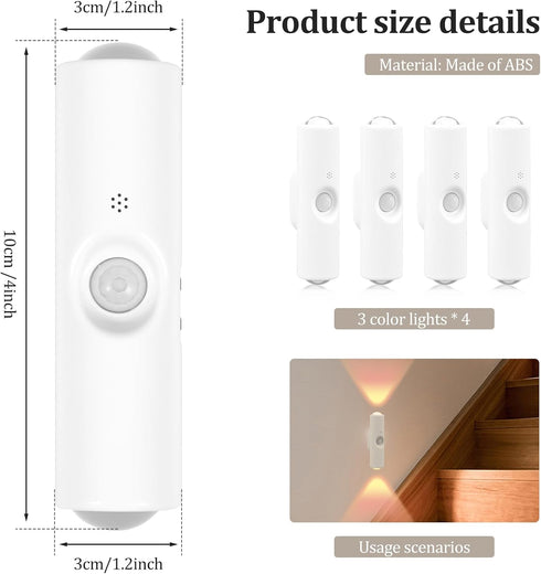 LYIYEYAN 4-Pack 7 Motion Sensor Ambient Light, Rechargeable Dynamic Smart LED Wall Lamp, Magnetic Mount, Multi Color