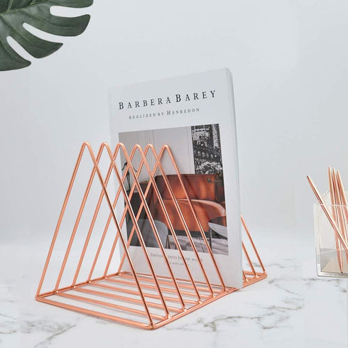 9 Pack 2 EASEPRES Slot Magazine Rack Book Record Holder, Desktop Iron Storage Rack Bookshelf Multifunction Triangle
