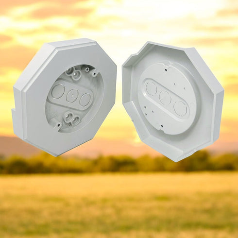 IMBA-8141 1/2-Inch (0.5") 1-Pack iMBAPrice White Vertical Siding Lamp Mounting Kit with Built-in Electrical Box, PVC
