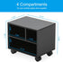 FITUEYES Mobile Printer Stand with Storage, Small Rolling Work Cart with Wheels, Black Wood, 15.7 x 11.8 x 13.8 for