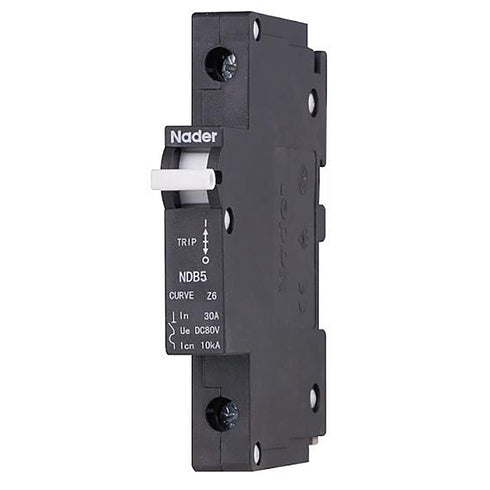 30A, 240V AC, 80V DC, 1 Pole, DIN Rail Mount Hydraulic Magnetic Circuit Breaker, Trip Curve: Medium, UL1077