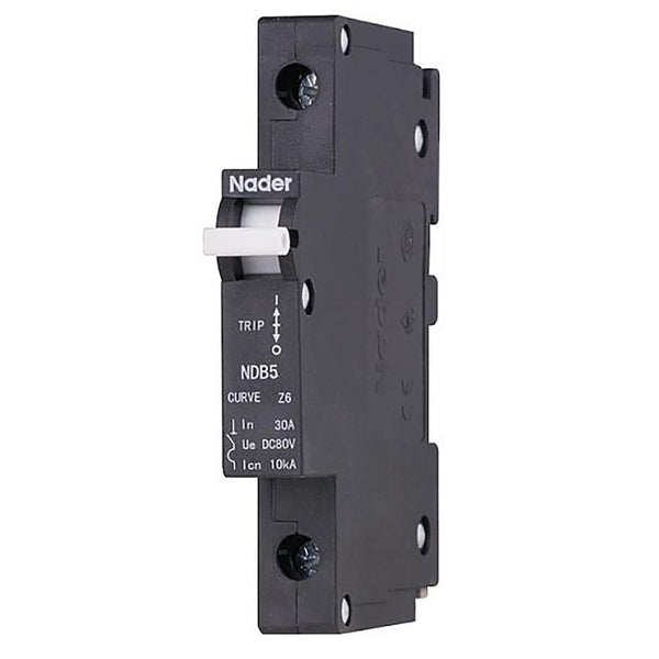 30A, 240V AC, 80V DC, 1 Pole, DIN Rail Mount Hydraulic Magnetic Circuit Breaker, Trip Curve: Medium, UL1077