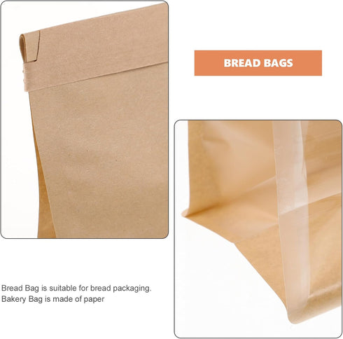 50pcs Packaging Homoyoyo Small Window Bread Bags Kraft Paper Baking Toast Bags for Homemade Bread and Bakery Storage