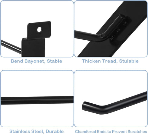 12 Pc Slatwall Hooks, 6 Inch Metal Slatwall Accessories for Garage Storage and Retail Display