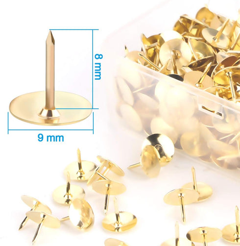 Yalis 500-count Thumb Tacks, 3/8-inch Steel Round Push Pins for Corkboard (Gold)