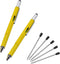 Multifunction Tool Pen, 6 in 1 with Ballpoint Pen, Touch Screen Stylus, Ruler, Spirit Level, Screwdrivers, Ink Refills