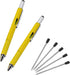 Multifunction Tool Pen, 6 in 1 with Ballpoint Pen, Touch Screen Stylus, Ruler, Spirit Level, Screwdrivers, Ink Refills