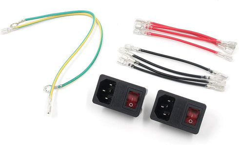 Antrader 2pcs AC250V 10A IEC 320 C14 Inlet Panel Socket with Fuse and Red Light Rocker Switch