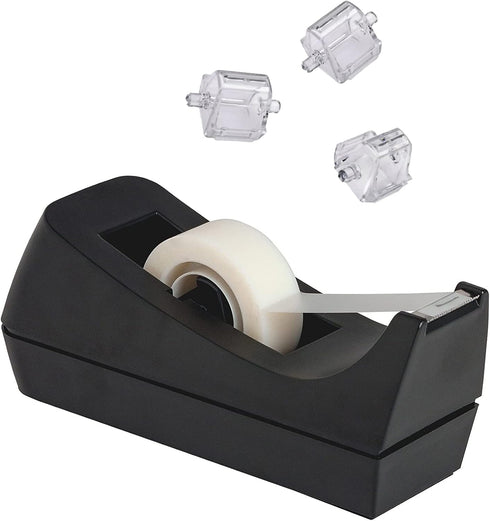 Desktop Tape Dispenser, Non-Skid Base with 3 Extra Replacement Cores, Perfect for Office, Home, School - Value Pack