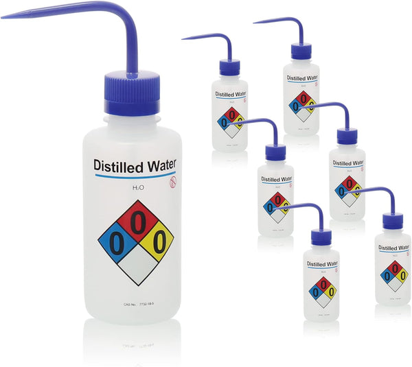 6PCS Safety Water Wash Bottles, 500ml (17oz) Squirt Bottle Acetone Squeeze Wash Bottle for Lab
