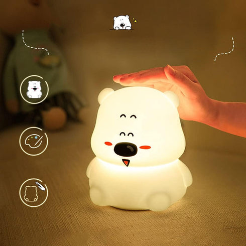 TTBDDDYH 7-Color LED Little Bear Night Lamp, Cute Animal Silicone Nursery Night Light with USB Charging Port Table Lamp