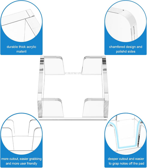 WINFFOR Acrylic Notepad Holder Dispenser - 3x3 in Sticky Note Memo Holder for Desk Organizer (W/O Pads) Office School
