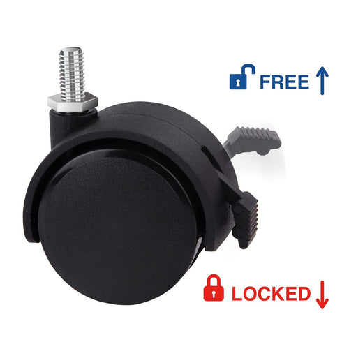 Guildrey Threaded Caster, M8-1.25 Swivel Stem Replacement, Set of 4 Office Chair Wheels with Locking Brake